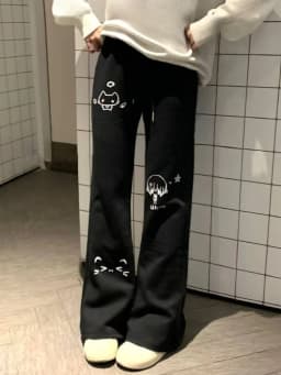 Kawaii Women Casual Pants Harajuku Cartoon Print Y2K Subculture Chic Loose Trousers Street Bottoms for Hot Girls Daily Outfit