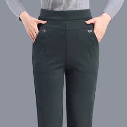 New Autumn Winter Women's Pants Add Velevt Mother Pants Elastic High Waist Casual Women Trousers Loose Straight Black Pants