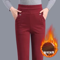 New Autumn Winter Women's Pants Add Velevt Mother Pants Elastic High Waist Casual Women Trousers Loose Straight Black Pants