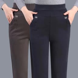 New Autumn Winter Women's Pants Add Velevt Mother Pants Elastic High Waist Casual Women Trousers Loose Straight Black Pants