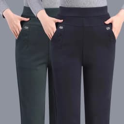New Autumn Winter Women's Pants Add Velevt Mother Pants Elastic High Waist Casual Women Trousers Loose Straight Black Pants