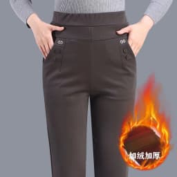New Autumn Winter Women's Pants Add Velevt Mother Pants Elastic High Waist Casual Women Trousers Loose Straight Black Pants