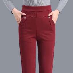 New Autumn Winter Women's Pants Add Velevt Mother Pants Elastic High Waist Casual Women Trousers Loose Straight Black Pants