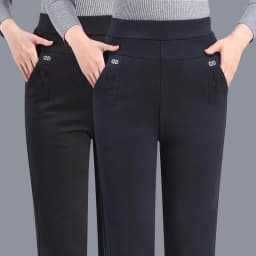 New Autumn Winter Women's Pants Add Velevt Mother Pants Elastic High Waist Casual Women Trousers Loose Straight Black Pants