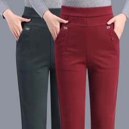 New Autumn Winter Women's Pants Add Velevt Mother Pants Elastic High Waist Casual Women Trousers Loose Straight Black Pants