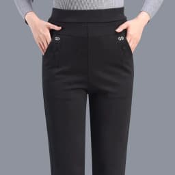 New Autumn Winter Women's Pants Add Velevt Mother Pants Elastic High Waist Casual Women Trousers Loose Straight Black Pants