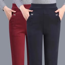 New Autumn Winter Women's Pants Add Velevt Mother Pants Elastic High Waist Casual Women Trousers Loose Straight Black Pants