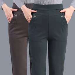 New Autumn Winter Women's Pants Add Velevt Mother Pants Elastic High Waist Casual Women Trousers Loose Straight Black Pants