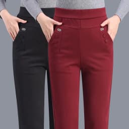 New Autumn Winter Women's Pants Add Velevt Mother Pants Elastic High Waist Casual Women Trousers Loose Straight Black Pants