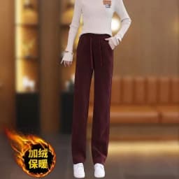 Add Velvet Padded Casual Trousers Lady Autumn Winter New 2027 High Waist Corduroy Pants Women's Large Size Straight Pants Female