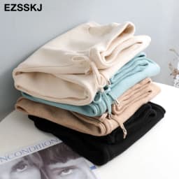Women Elastic Waist Drawstring Trousers Thick Knitted Harem Pants Autumn Winter Sport pants sweater Knitted Carrot pants