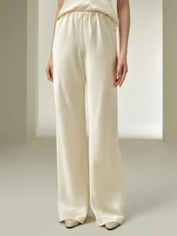 Bornladies Women's 2026 Spring Summer New Solid Satin Pants Fashionable Comfortable Satin Mid-Waist Straight-Leg Casual Pants