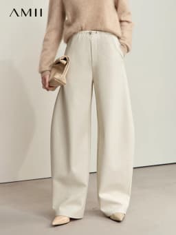 AMII Minimalist Women's Casual Pants 2025 Winter Classic Versatile Warm Elastic Drawstring Loose Pants Female Trousers 12424082