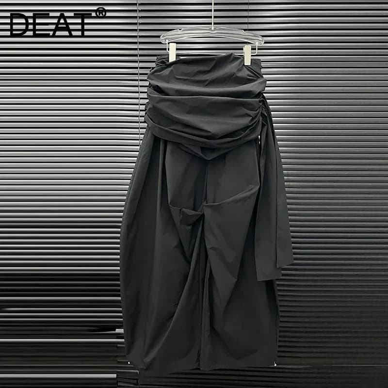 DEAT 2026 Autumn Winter New Patchwork Design Cargo Pants For Women Niche Fashion Loose Wide-Leg Trousers Female Trendy 11A06061