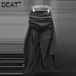 DEAT 2026 Autumn Winter New Patchwork Design Cargo Pants For Women Niche Fashion Loose Wide-Leg Trousers Female Trendy 11A06061
