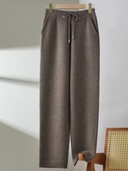 100% Pure Wool Small Leg Pants Kintted Autumn Winter Women's Fashionable Casual Versatile Thick Solid Color Pocket Cashmere Pant