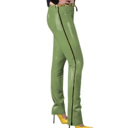 Fashion Glossy PVC Pencil Pants Punk Gothic Glossy Faux Leather Trousers Sexy High Waist Unisex Leggings with Zipper and Pocket