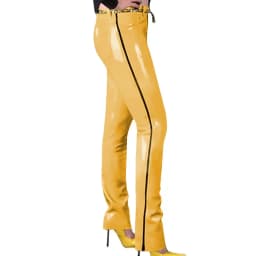 Fashion Glossy PVC Pencil Pants Punk Gothic Glossy Faux Leather Trousers Sexy High Waist Unisex Leggings with Zipper and Pocket