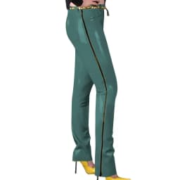 Fashion Glossy PVC Pencil Pants Punk Gothic Glossy Faux Leather Trousers Sexy High Waist Unisex Leggings with Zipper and Pocket