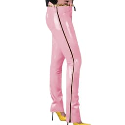 Fashion Glossy PVC Pencil Pants Punk Gothic Glossy Faux Leather Trousers Sexy High Waist Unisex Leggings with Zipper and Pocket