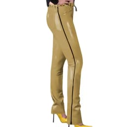 Fashion Glossy PVC Pencil Pants Punk Gothic Glossy Faux Leather Trousers Sexy High Waist Unisex Leggings with Zipper and Pocket