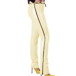 Fashion Glossy PVC Pencil Pants Punk Gothic Glossy Faux Leather Trousers Sexy High Waist Unisex Leggings with Zipper and Pocket
