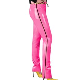 Fashion Glossy PVC Pencil Pants Punk Gothic Glossy Faux Leather Trousers Sexy High Waist Unisex Leggings with Zipper and Pocket