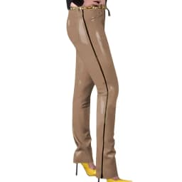 Fashion Glossy PVC Pencil Pants Punk Gothic Glossy Faux Leather Trousers Sexy High Waist Unisex Leggings with Zipper and Pocket