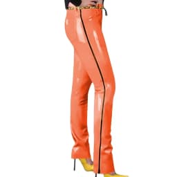Fashion Glossy PVC Pencil Pants Punk Gothic Glossy Faux Leather Trousers Sexy High Waist Unisex Leggings with Zipper and Pocket
