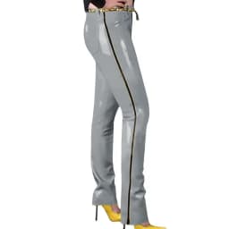 Fashion Glossy PVC Pencil Pants Punk Gothic Glossy Faux Leather Trousers Sexy High Waist Unisex Leggings with Zipper and Pocket