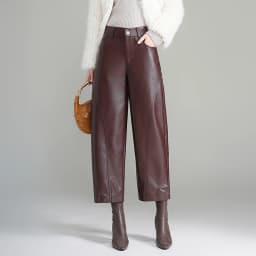 ZUZK Women PU Leather Harem Pants Bent Knife Pants New Style Fashion Autumn Winter Ankle-Length Pants Elegant Leather Trousers