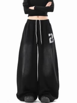 American Hip Hop Letter Streetwear Y2K Pants Women Vintage Harajuku Gradient High Waist Loose Trousers Spring Bf Straight Pant