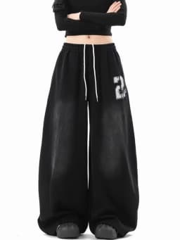American Hip Hop Letter Streetwear Y2K Pants Women Vintage Harajuku Gradient High Waist Loose Trousers Spring Bf Straight Pant