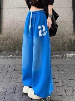 American Hip Hop Letter Streetwear Y2K Pants Women Vintage Harajuku Gradient High Waist Loose Trousers Spring Bf Straight Pant