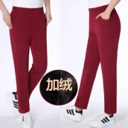 5XL Middle-aged Womens Trousers Casual Loose Elastic High Waist Mother Pants Warm Female Spring Autumn Mom Pants Pantalon Femme