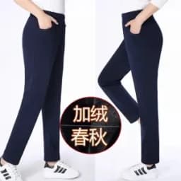 5XL Middle-aged Womens Trousers Casual Loose Elastic High Waist Mother Pants Warm Female Spring Autumn Mom Pants Pantalon Femme