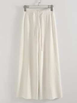 Streamgirl Brown Knitted Pants For Women Winter Spring High Waist White Straight Knitted Trousers Tall Women's Pants Wide Leg