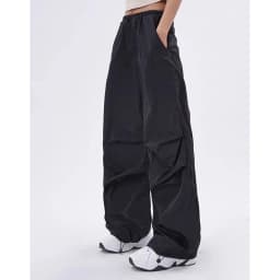 Cargo Pants Women Purplu Pleated Loose High Waist Hip-Hop Street Trousers Fashion Harajuku Y2K Solid Drawstring Wide Leg Pants