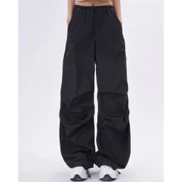 Cargo Pants Women Purplu Pleated Loose High Waist Hip-Hop Street Trousers Fashion Harajuku Y2K Solid Drawstring Wide Leg Pants