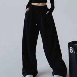 2025 New Harajuku Wide Leg Sweatpants Women Streetwear Baggy Oversize Gray Sports Pants Woman Drawstring Casual Joggers Trousers