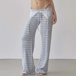 Fairy Coquette Low Waist Lounge Sweatpants Y2k Striped Wide Leg Pants Preppy Teen Girl Vintage Long Trousers Workout Streetwear