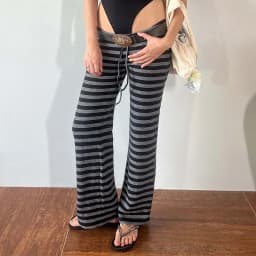 Fairy Coquette Low Waist Lounge Sweatpants Y2k Striped Wide Leg Pants Preppy Teen Girl Vintage Long Trousers Workout Streetwear