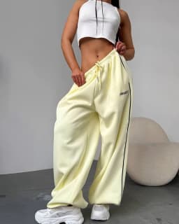 Women's Wide Leg Sportswear Pants Striped High Waist Casual Trousers Comfortable Straight Cut Pants for Daily Wear