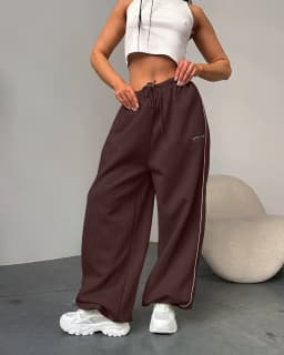 Women's Wide Leg Sportswear Pants Striped High Waist Casual Trousers Comfortable Straight Cut Pants for Daily Wear