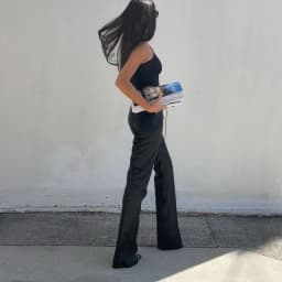 2026 Sexy Low Waist PU Leather Straight Pants Women Slim Lace Up Pants Hem Split Ladies Party Floor-length Trousers Clubwear Str