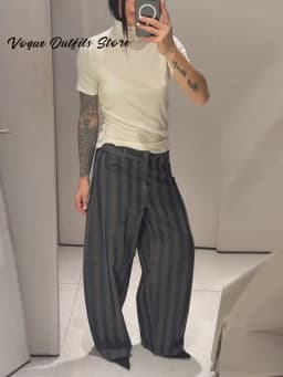 Fashion Women's Green Plaid Pant Loose Pleated High Waist Pockets Wide Leg Pants 2026 Autumn Lady Casual All-match Trousers New