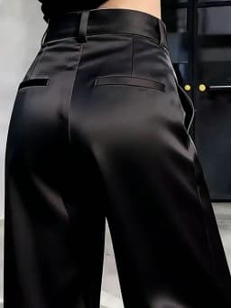 Elegant Black Silk Satin Wide Leg Pants Women's Spring Summer New High Waist Slimming Fashionable Casual Pants