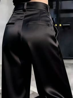 Elegant Black Silk Satin Wide Leg Pants Women's Spring Summer New High Waist Slimming Fashionable Casual Pants