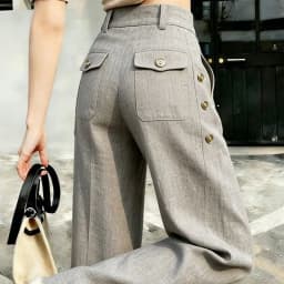 Chic High Waist Straight Leg Pants Women's Light Grey Casual Commute Loose Slimming Large Size Fashionable Summer New Arrival