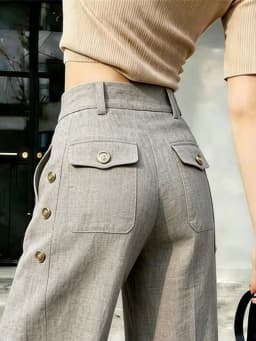 Chic High Waist Straight Leg Pants Women's Light Grey Casual Commute Loose Slimming Large Size Fashionable Summer New Arrival